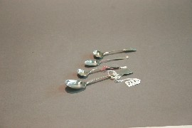 Appraisal: Four assorted salt and sugar spoons in sterling silver