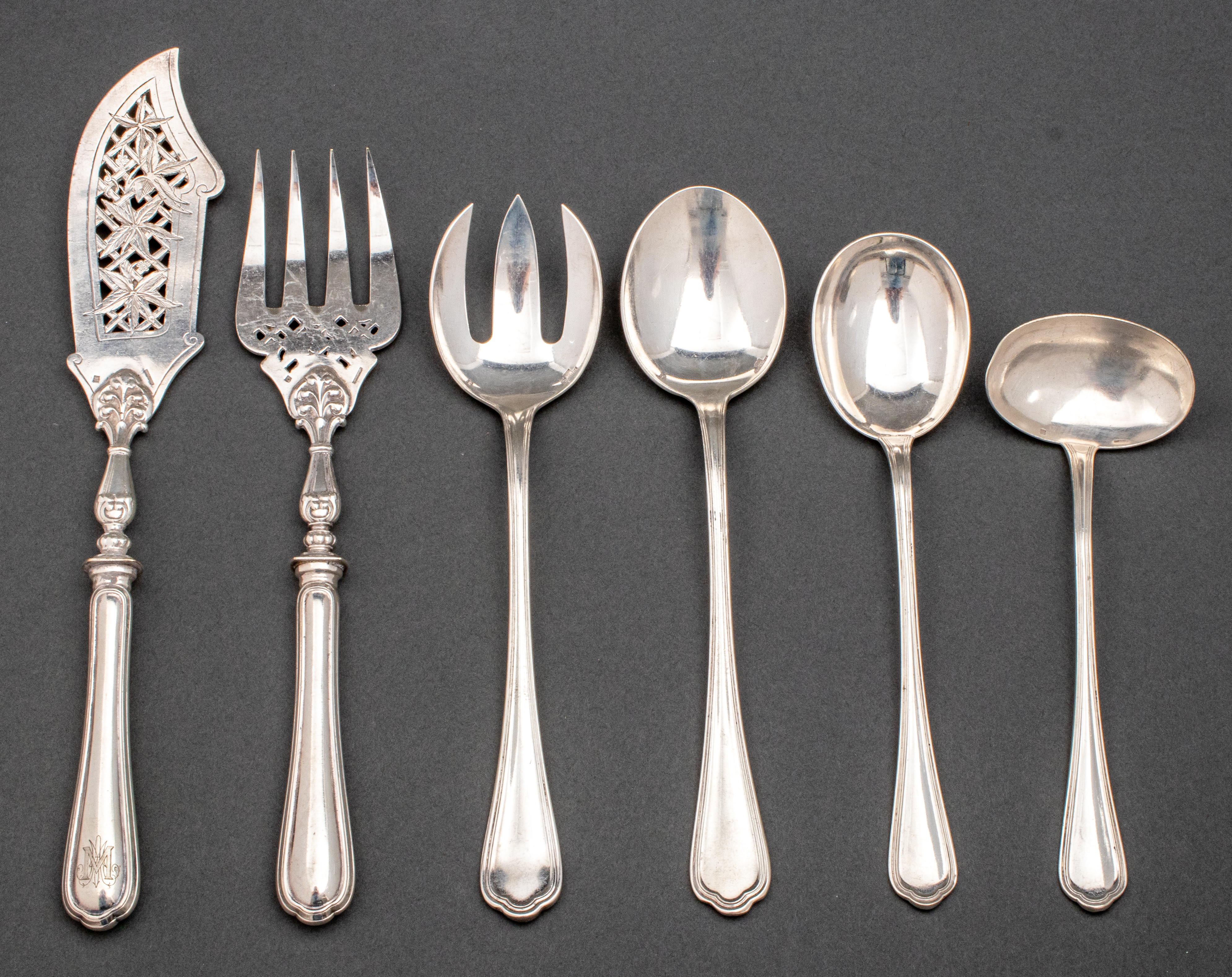 Appraisal: CHRISTOFLE SILVERPLATE SERVING PIECES Six Christofle silverplate serving utensils in