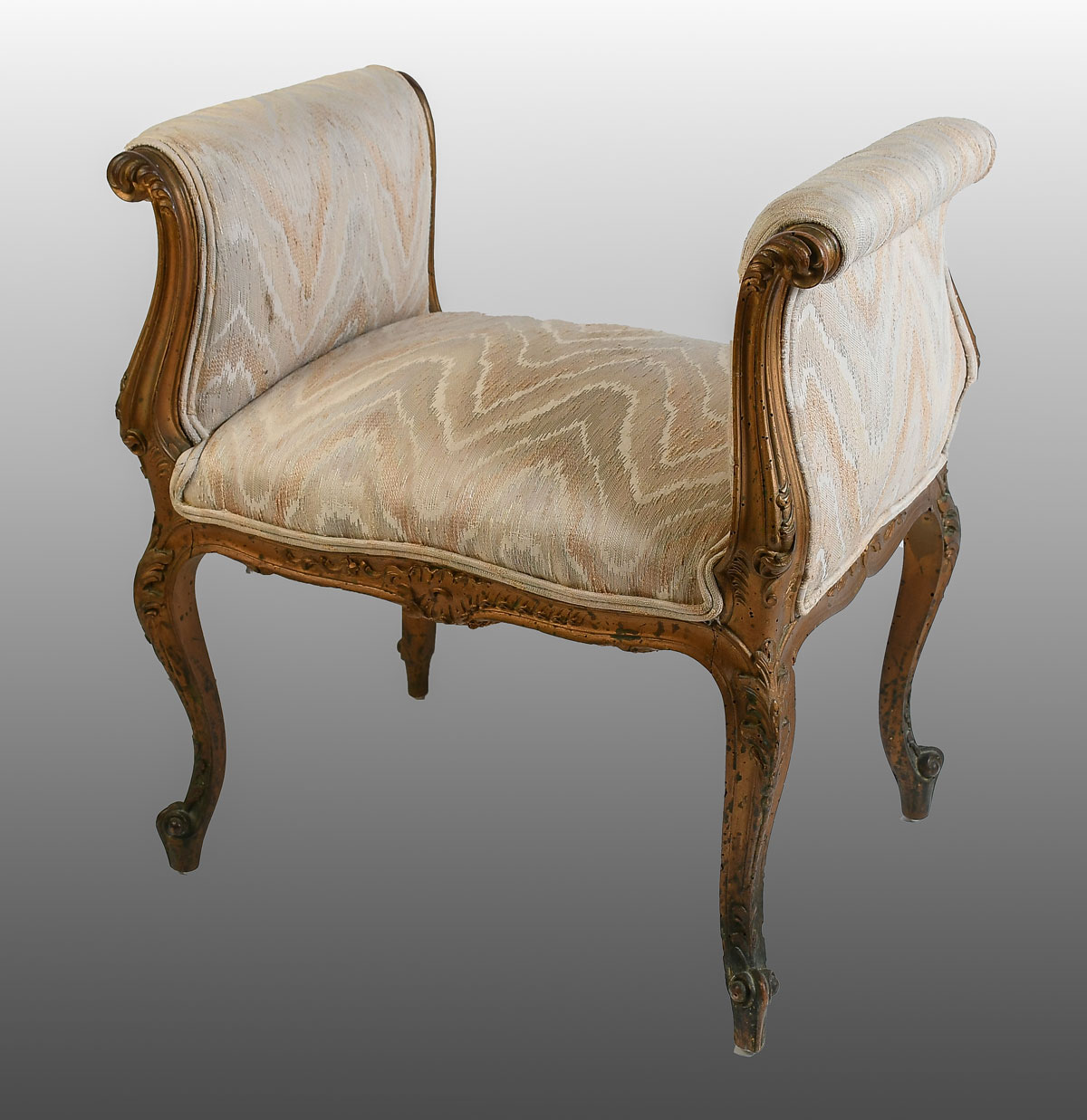 Appraisal: FRENCH LOUIS XV GILT WINDOW BENCH th century upholstered window