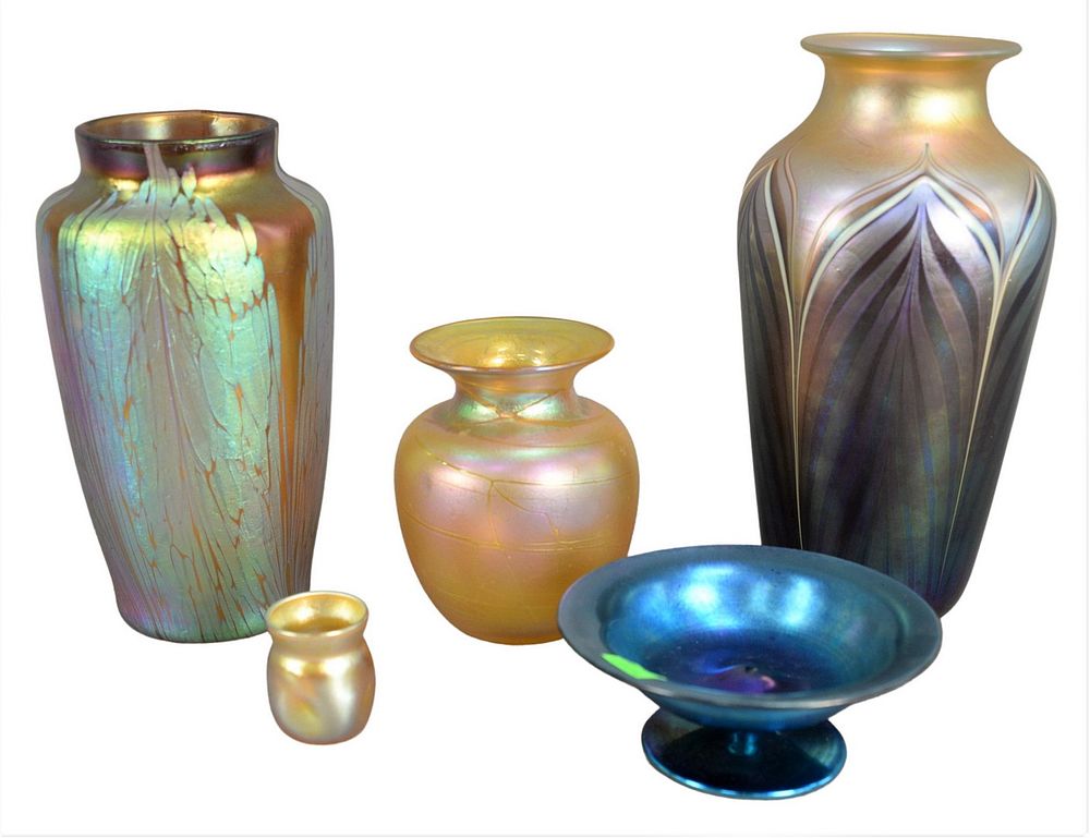 Appraisal: Five Piece Art Glass Lot to include a Tiffany Company