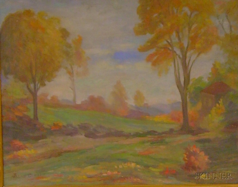 Appraisal: Framed Oil on Canvas Autumn Landscape inscribed JACOB BINDER l