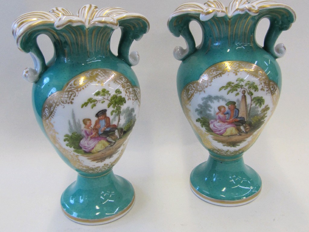 Appraisal: Pair of Berlin Royal Works vases each side decorated with