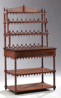 Appraisal: American Gothic Revival Carved Mahogany Etagere l American Gothic Revival