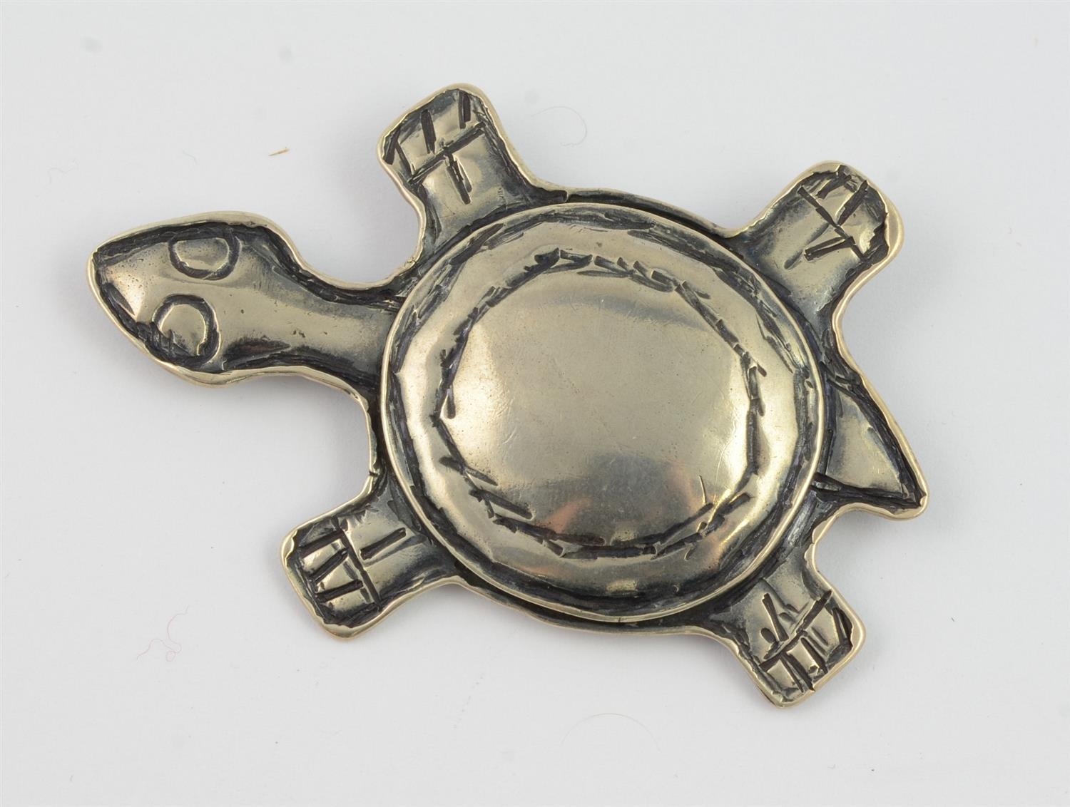 Appraisal: Handmade sterling silver turtle brooch pendant - x - TO