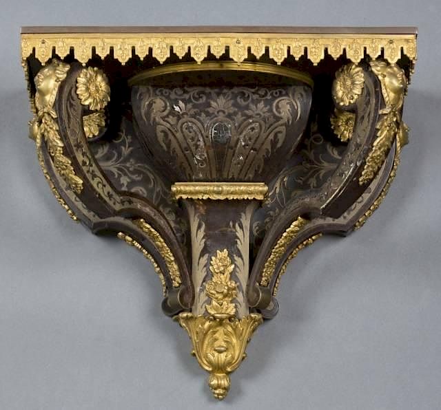 Appraisal: French th c Boulle wall bracket shelf A French Boulle