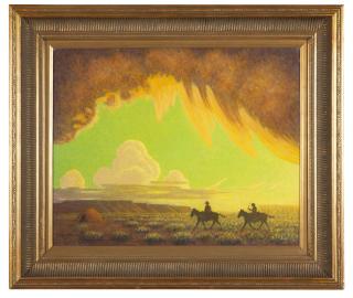 Appraisal: Ferdinand Burgdorff ''Navajos Homeward Bound'' two Indian riders at sunset