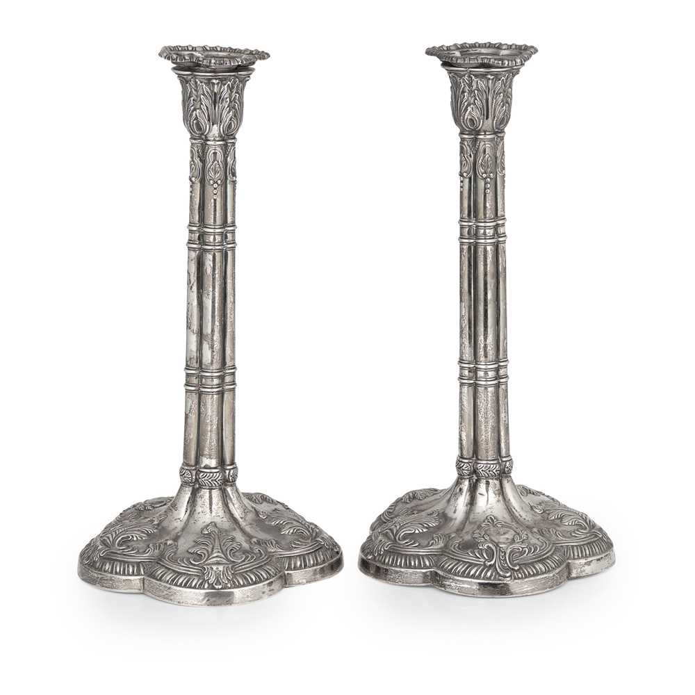 Appraisal: A PAIR OF GEORGE III TABLE CANDLESTICKS William Cafe London