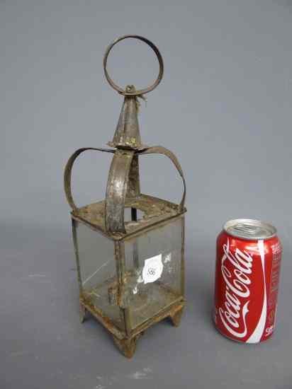 Appraisal: Tin and glass lantern '' Ht Glass cracked