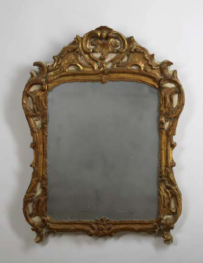 Appraisal: Louis XV-Style Giltwood and Polychromed Looking Glass mid- th century