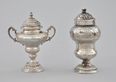 Appraisal: Two Silver Metal Miniature Table Articles The first is a