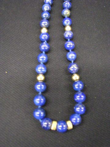 Appraisal: Lapis gold Bead Necklace long