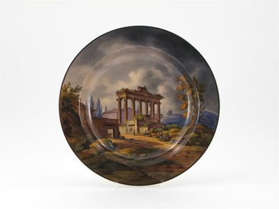 Appraisal: A Continental porcelain soup plate painted with figures before Classical