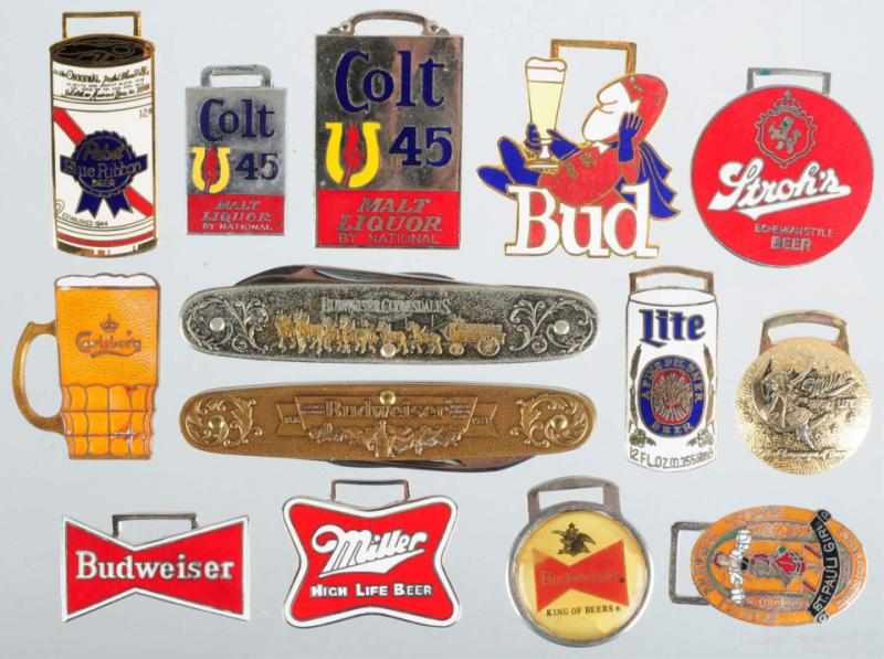 Appraisal: Lot of Beer Fobs Budweiser Pocket Knives Includes ten newer