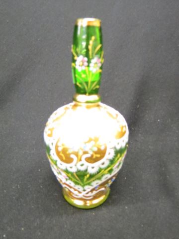 Appraisal: Moser Art Glass Vase heavy goldwork with enamelled flowers on