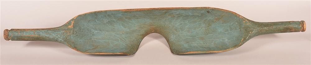 Appraisal: th C Wooden Ox or Goat Yoke w Blue Surface