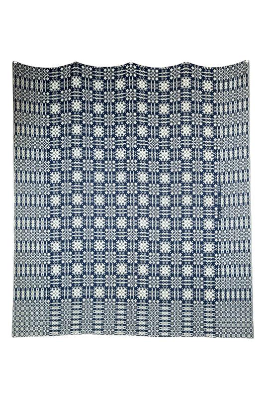 Appraisal: DOUBLEWEAVE COVERLET American wool Large coverlet in the snowball pattern