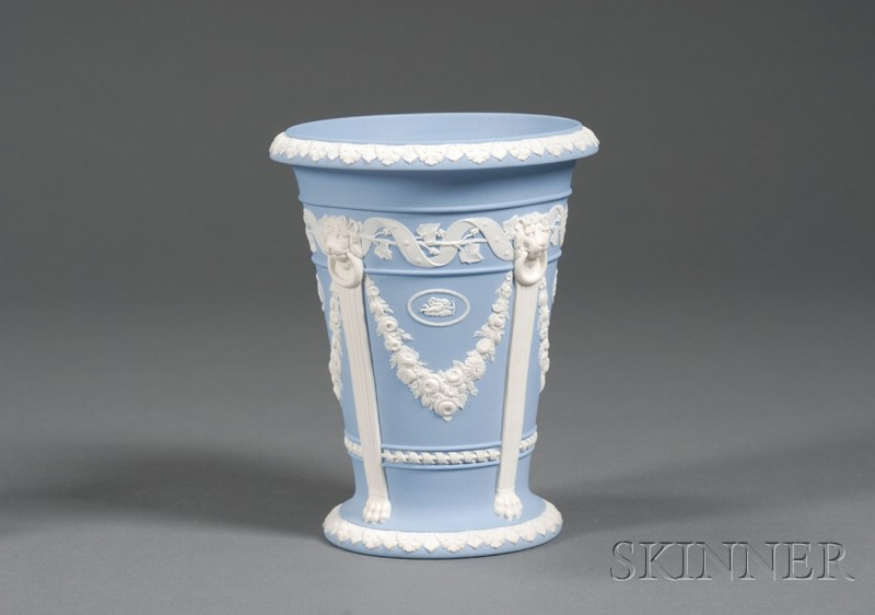 Appraisal: Wedgwood Solid Light Blue Jasper Vase England th century applied