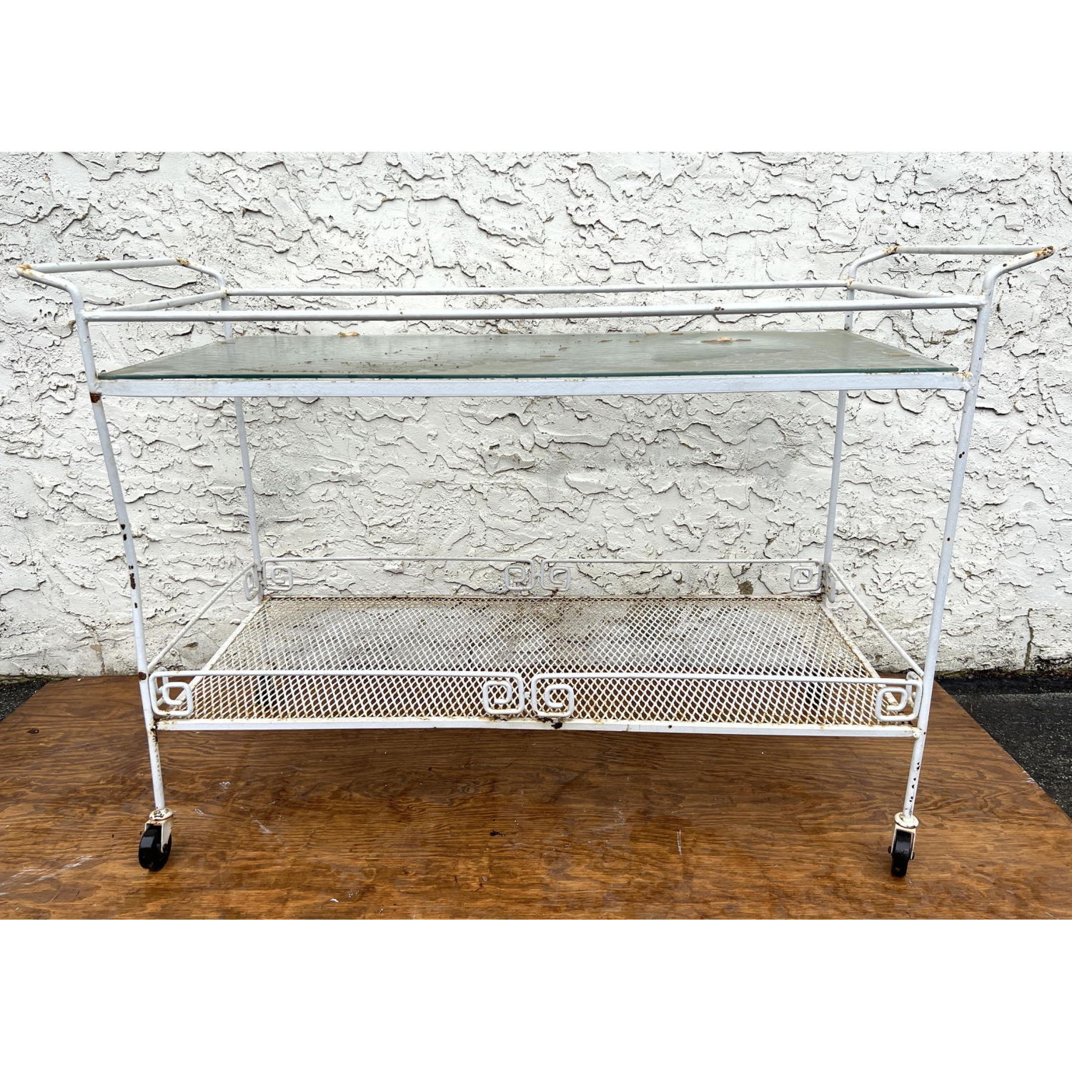 Appraisal: Large wrought Iron Bar Cart Server Dimensions H inches W