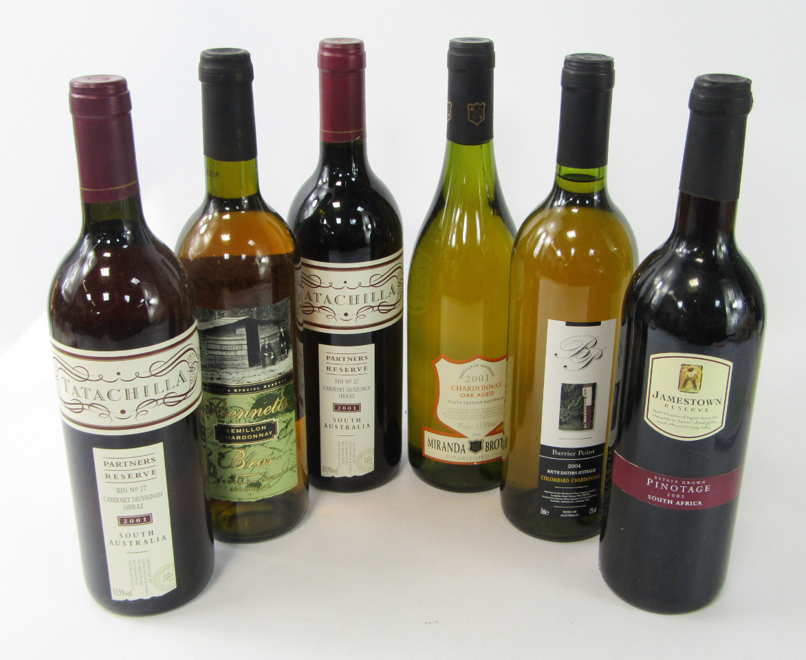 Appraisal: Six bottles of various wine including Jamestown Pinot Natchez Tatachilla