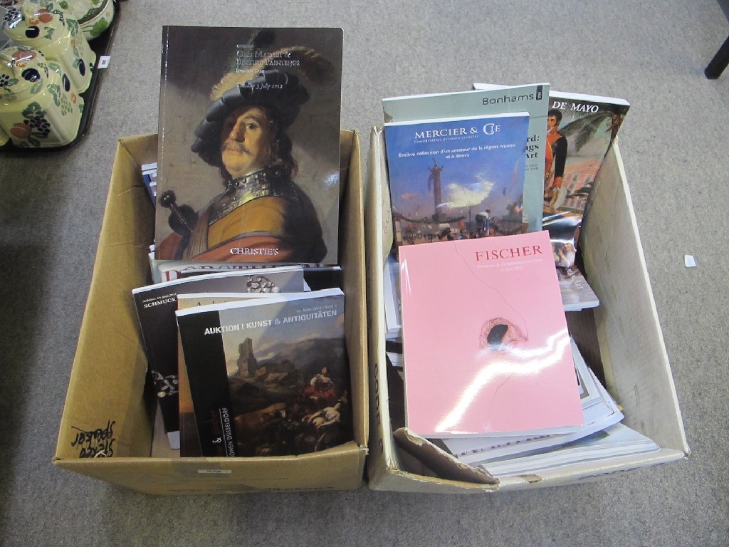 Appraisal: Two boxes of auction catalogues