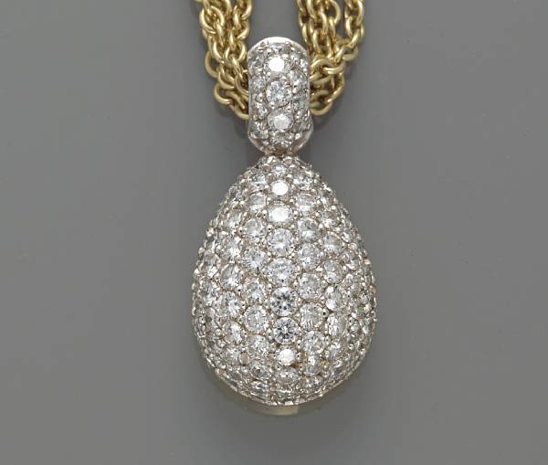 Appraisal: A diamond tear drop pendant-necklace estimated total diamond weight carats