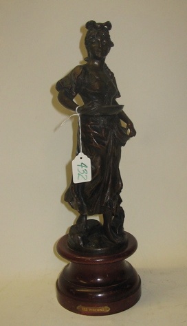 Appraisal: A SPELTER FIGURE after a famous sculptor titled Les Pigeons