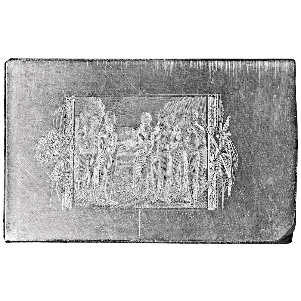 Appraisal: c - Hand-Engraved Steel Printing Plate Depicting Battle of Saratoga