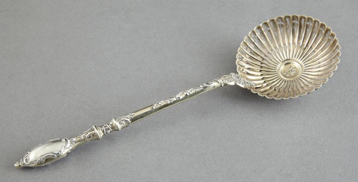 Appraisal: Attractive French Sterling and Silver Gilt Sifter Spoon ca -