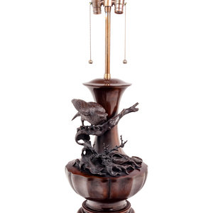 Appraisal: A Japanese Bronze Vase Mounted as a Lamp Late th