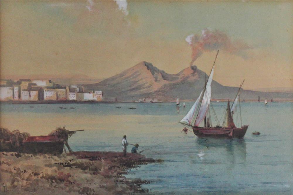 Appraisal: EUROPEAN SCHOOL TH CENTURY BAY OF NAPLES Mixed media on