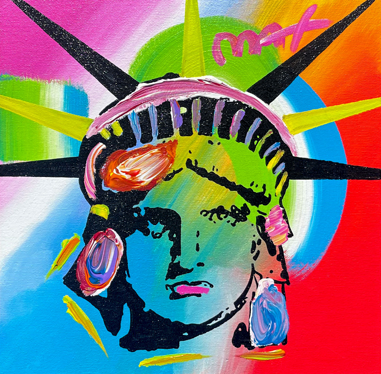 Appraisal: PETER MAX MIXED MEDIA ''LIBERTY'' ON CANVAS '' x ''