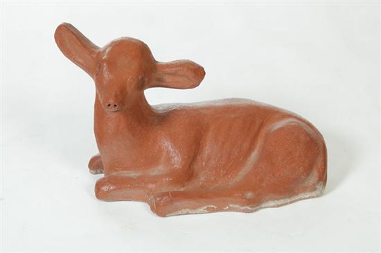 Appraisal: SEWERTILE DEER Ohio early th century Reclining deer ''l