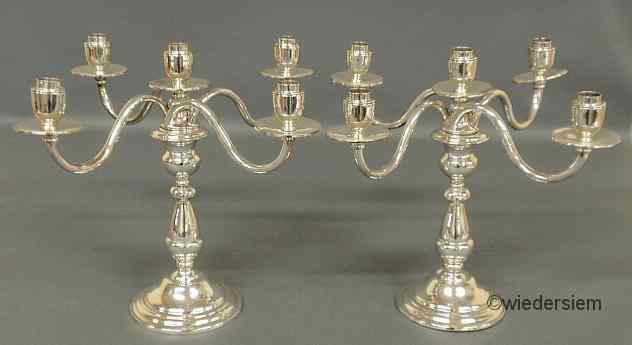 Appraisal: Pair of Camusso silver candelabra marked '' with four arms