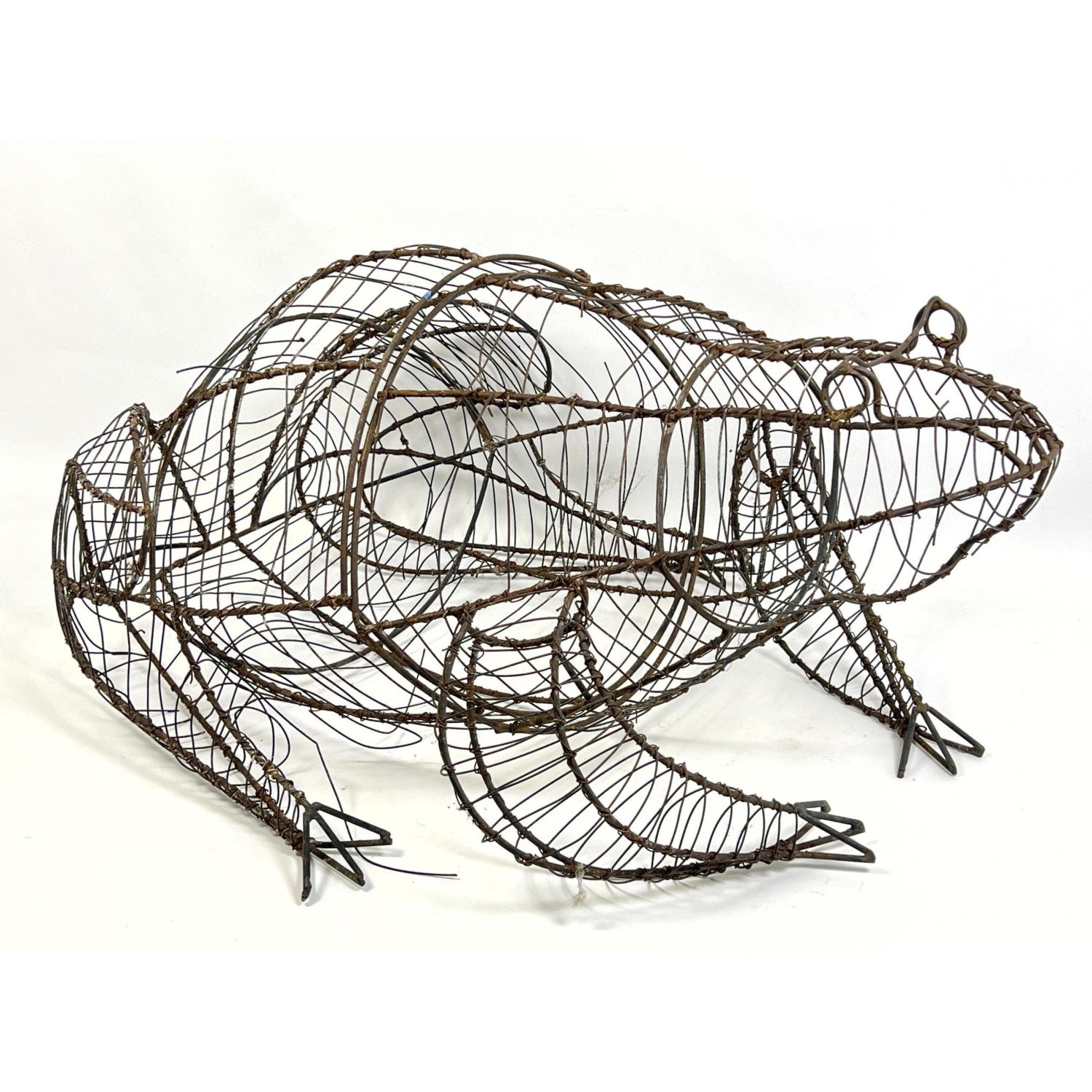 Appraisal: Metal Wire Part Frog Sculpture Topiary Frame Dimensions H inches