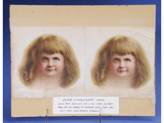 Appraisal: Cloth Lithograph Doll Face America ca uncut cloth doll face