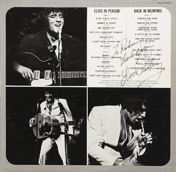 Appraisal: An Elvis Presley signed record album circa The double album