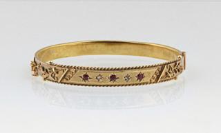 Appraisal: English K Yellow Gold Bangle Bracelet c w English K