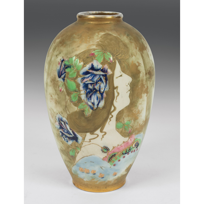 Appraisal: Amphora vase female portrait in a landscape marked impressed number