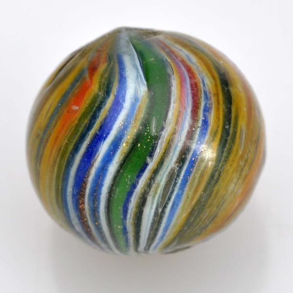 Appraisal: Onionskin Lutz Marble Marble has yellow white green blue red