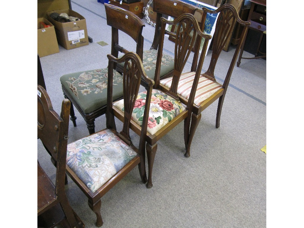 Appraisal: Pair of Edwardian mahogany side chairs with a matching nursing