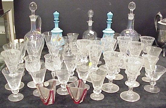 Appraisal: Assortment of glass including two Val St Lambert triangular vases