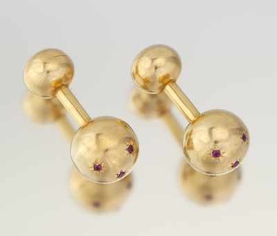 Appraisal: A Pair of Barbell Cufflinks k yellow gold barbell cufflinks