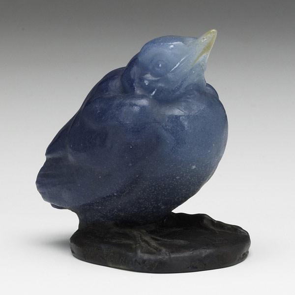 Appraisal: Almeric Walter pate-de-verre bird figure French th C Blue shading