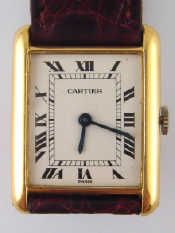 Appraisal: A Gent's Swiss hallmarked carat gold vintage Tank wrist watch