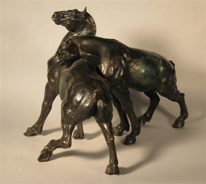 Appraisal: GARY WEISMAN american b HORSES Bronze group brown patina in