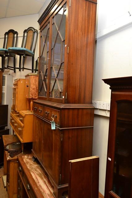 Appraisal: A GEORGE III STYLE MAHOGANY BOOKCASE CABINET A GEORGE III