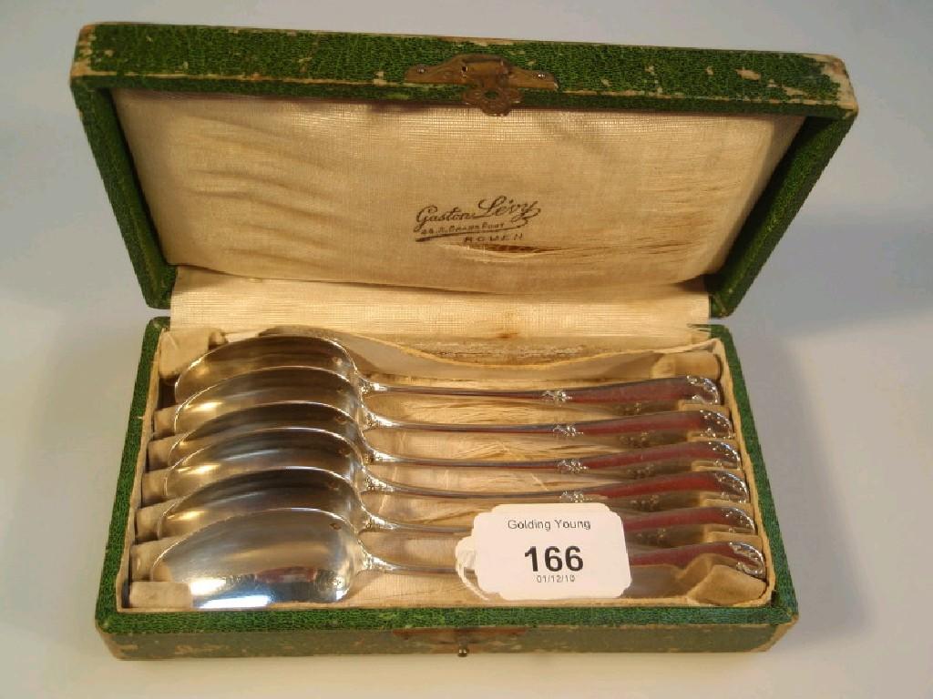 Appraisal: A set of six French silver teaspoons the handles reverse