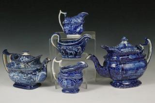 Appraisal: PCS DARK BLUE STAFFORDSHIRE TRANSFERWARE Collection of Pieces of ca