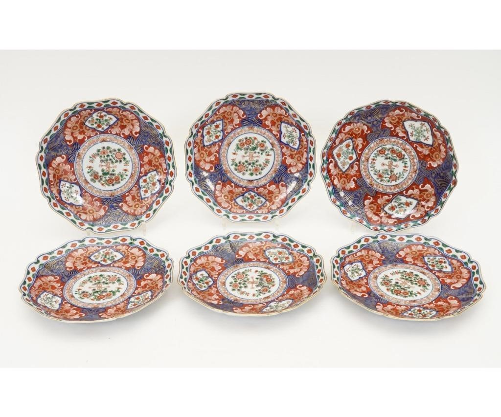 Appraisal: Set of six colorful Imari octagonal shaped plates signed h