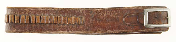 Appraisal: FINE UNMARKED TOOLED CARTRIDGE MONEY BELT Made of russet brown